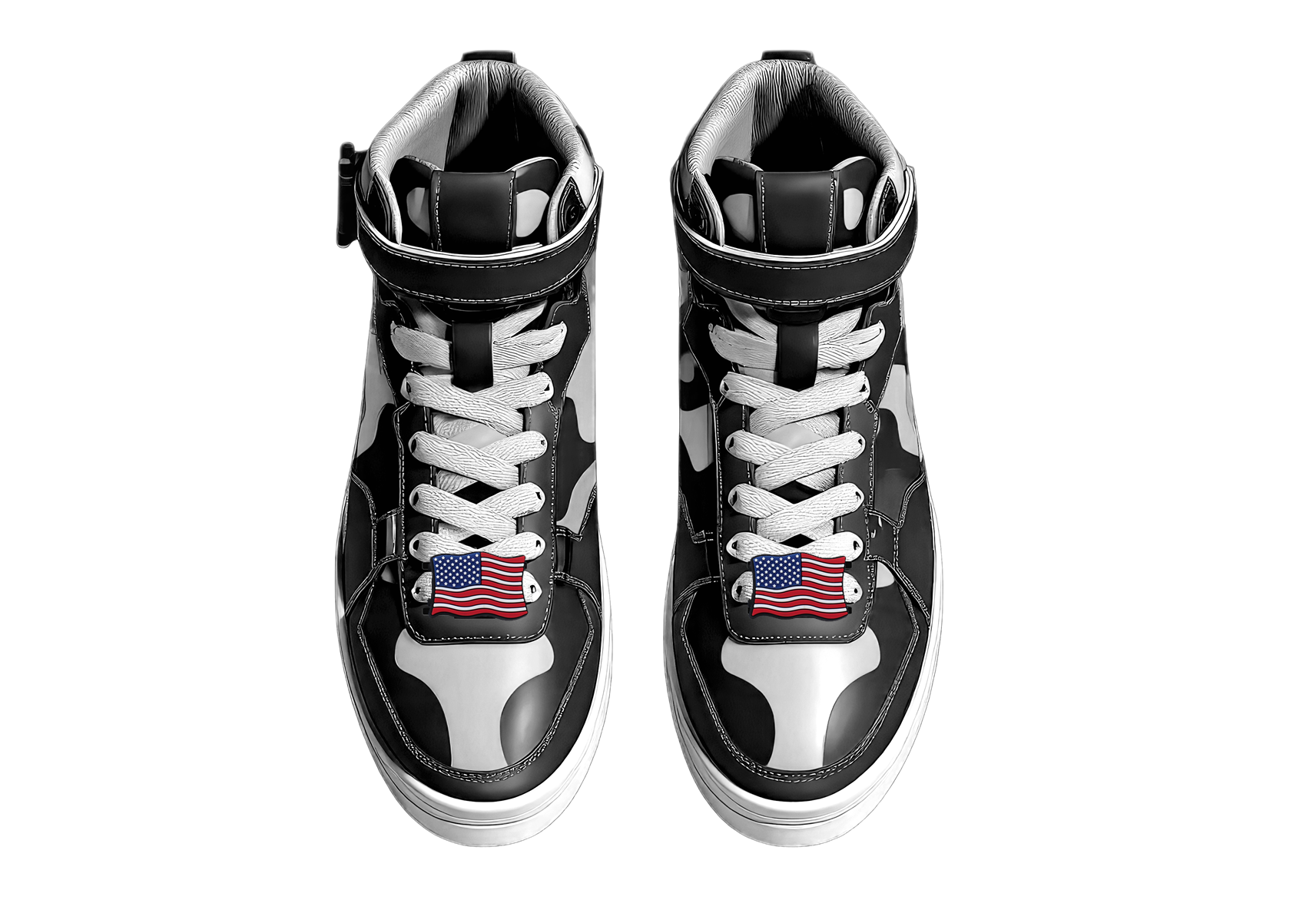 American flag design JCLock on  Black high-top sneakers