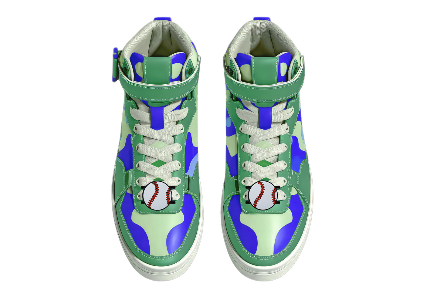 baseball designs JCLocks on Green high-top sneakers